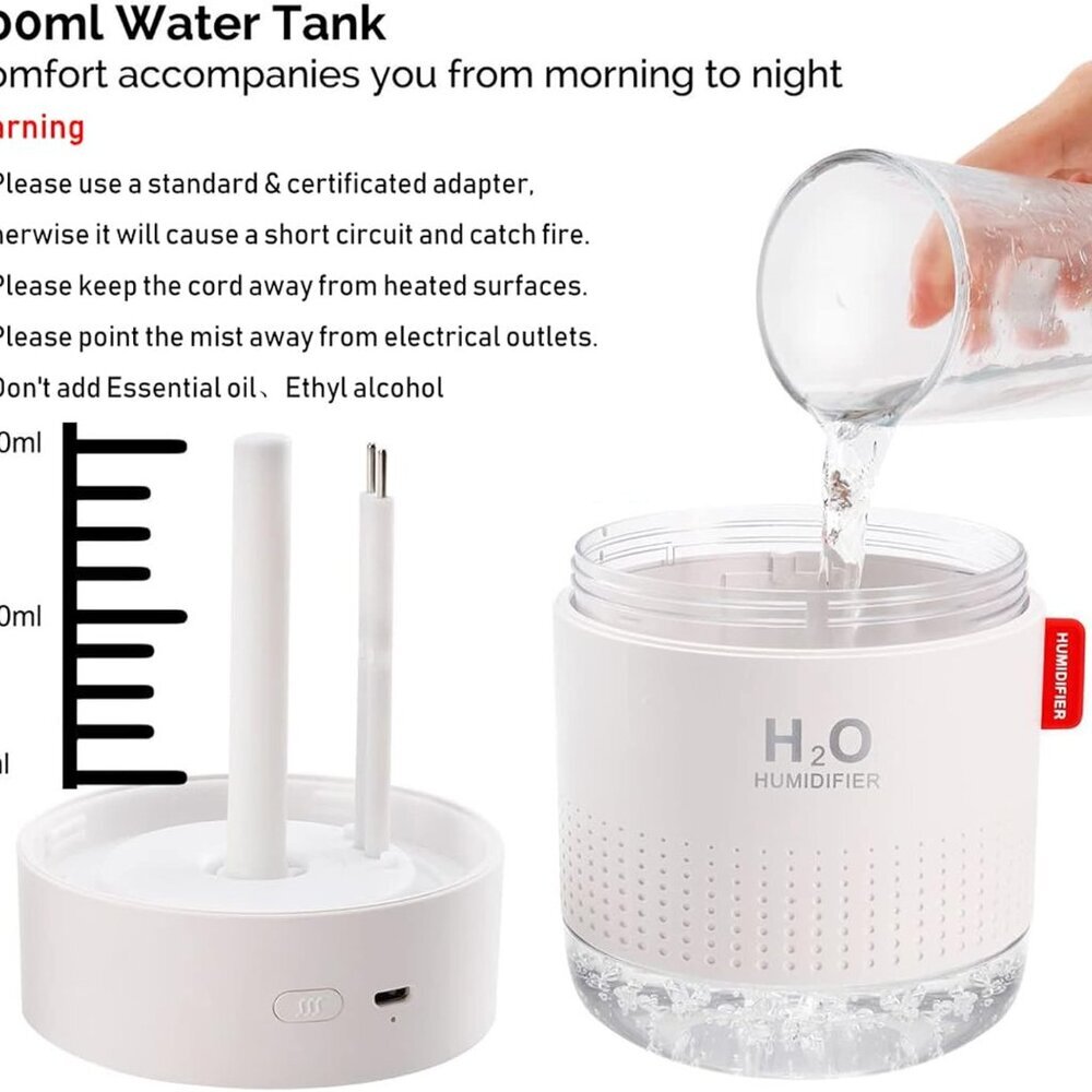 Portable Mini Humidifier, 500ml Small Cool Mist Humidifier, USB Personal Desktop - Picture 5 of 7